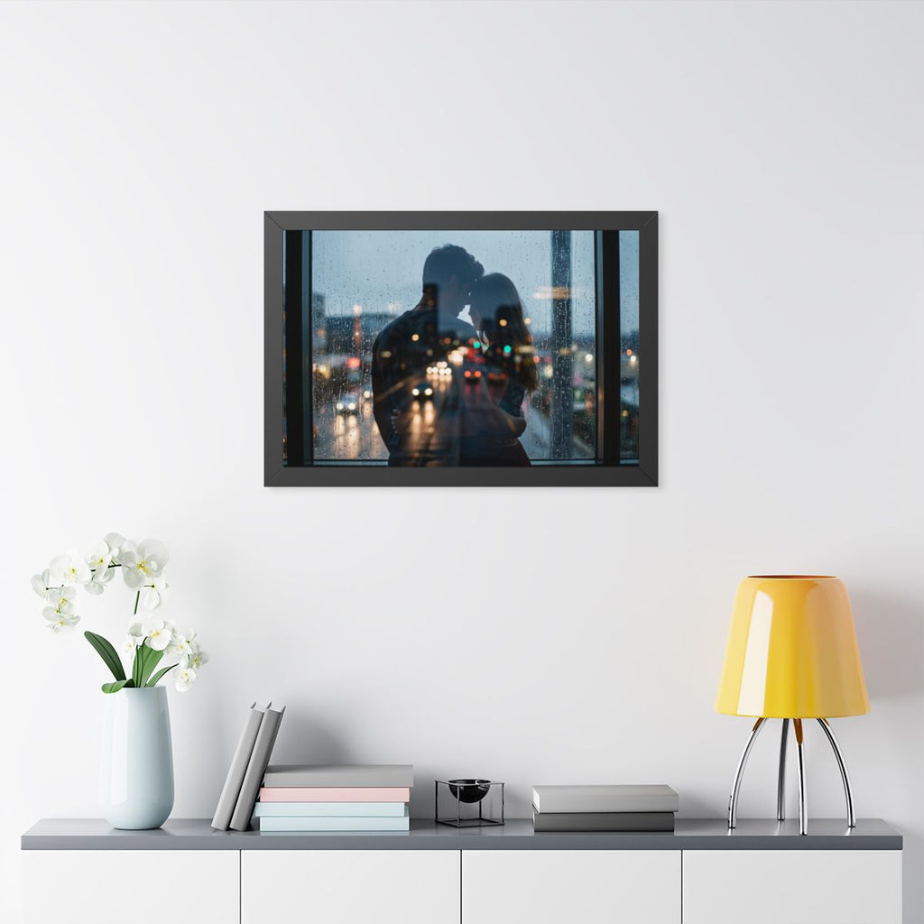 Framed Horizontal Poster - Rainy City — Black (14×11, 16×12...