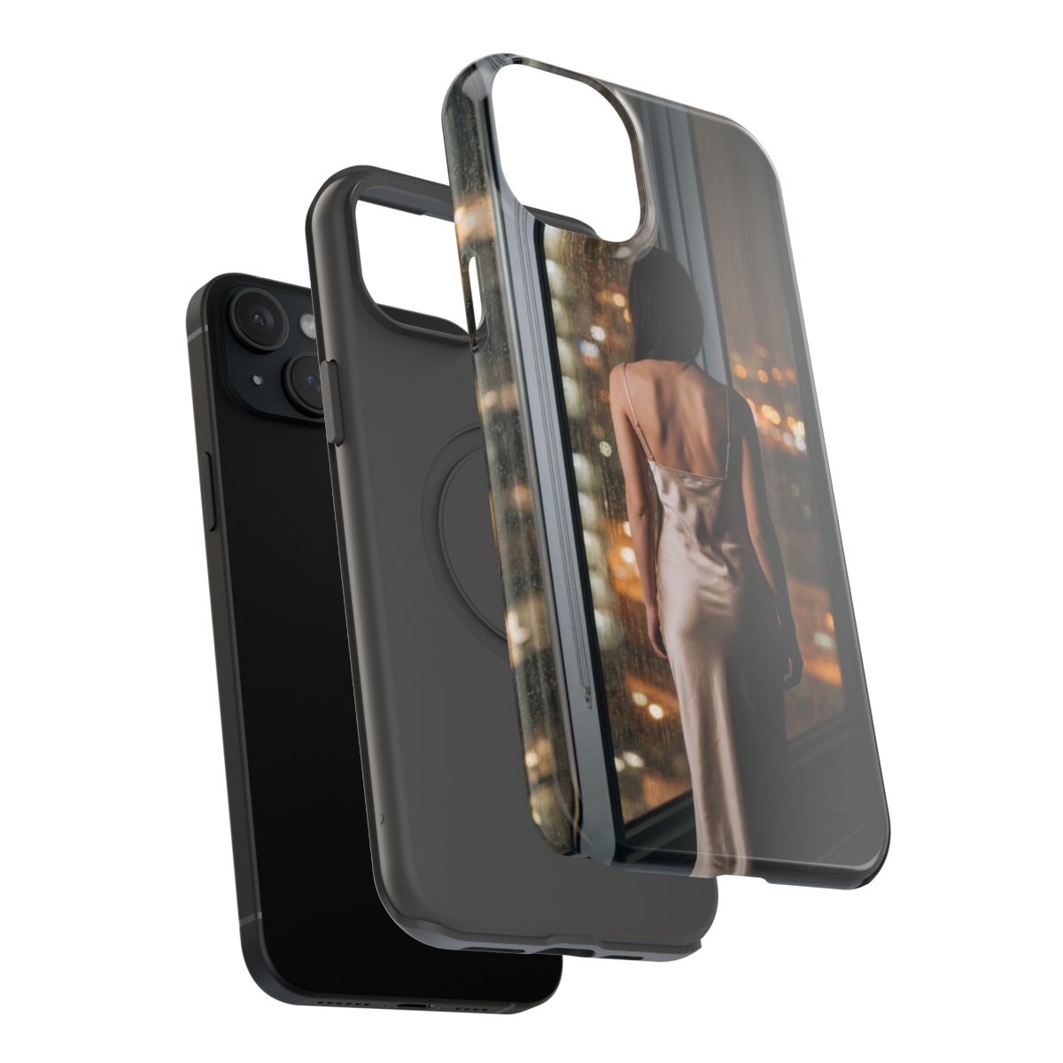 Impact-Resistant Apple iPhone Cases - Rainy City Lights Silk Gown | iPhone 17 Pro Max, 17 Pro, 17 Air & More
