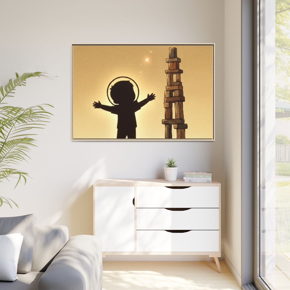 Matte Canvas, Framed - Dreaming Under Crescent Moon... |...