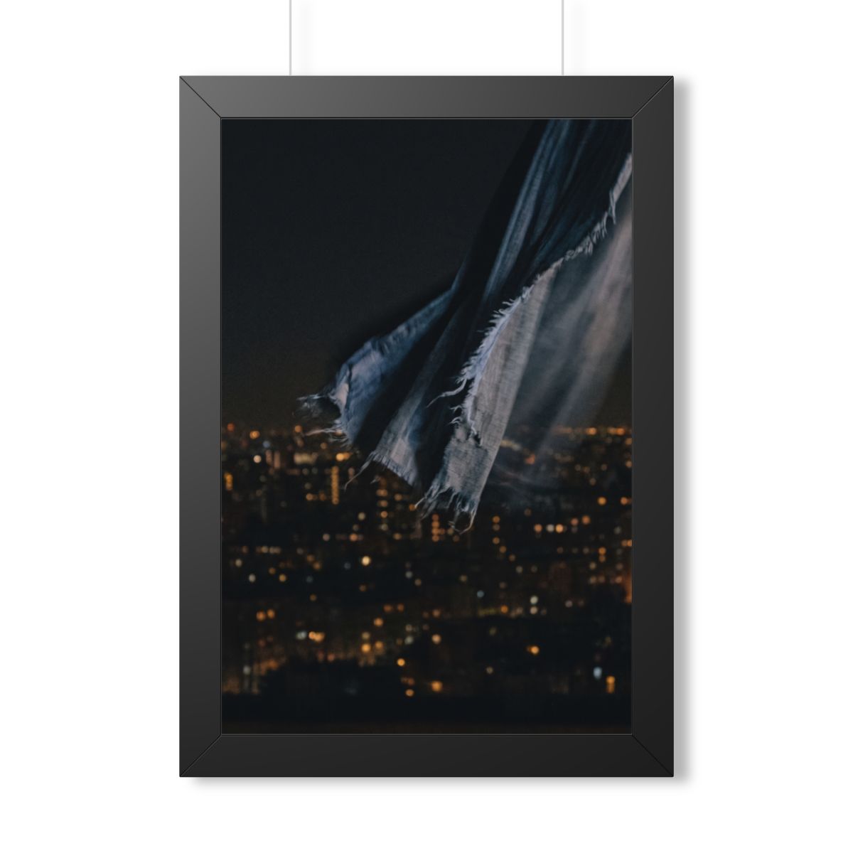 Framed Vertical Poster - City Lights Nocturne — Black... |...