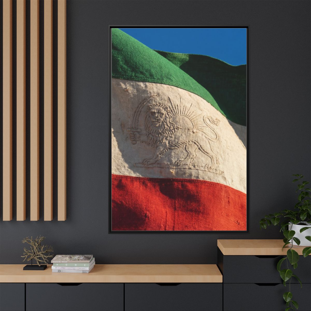 Framed Canvas Art - Distressed Flag — Black / 1.25"