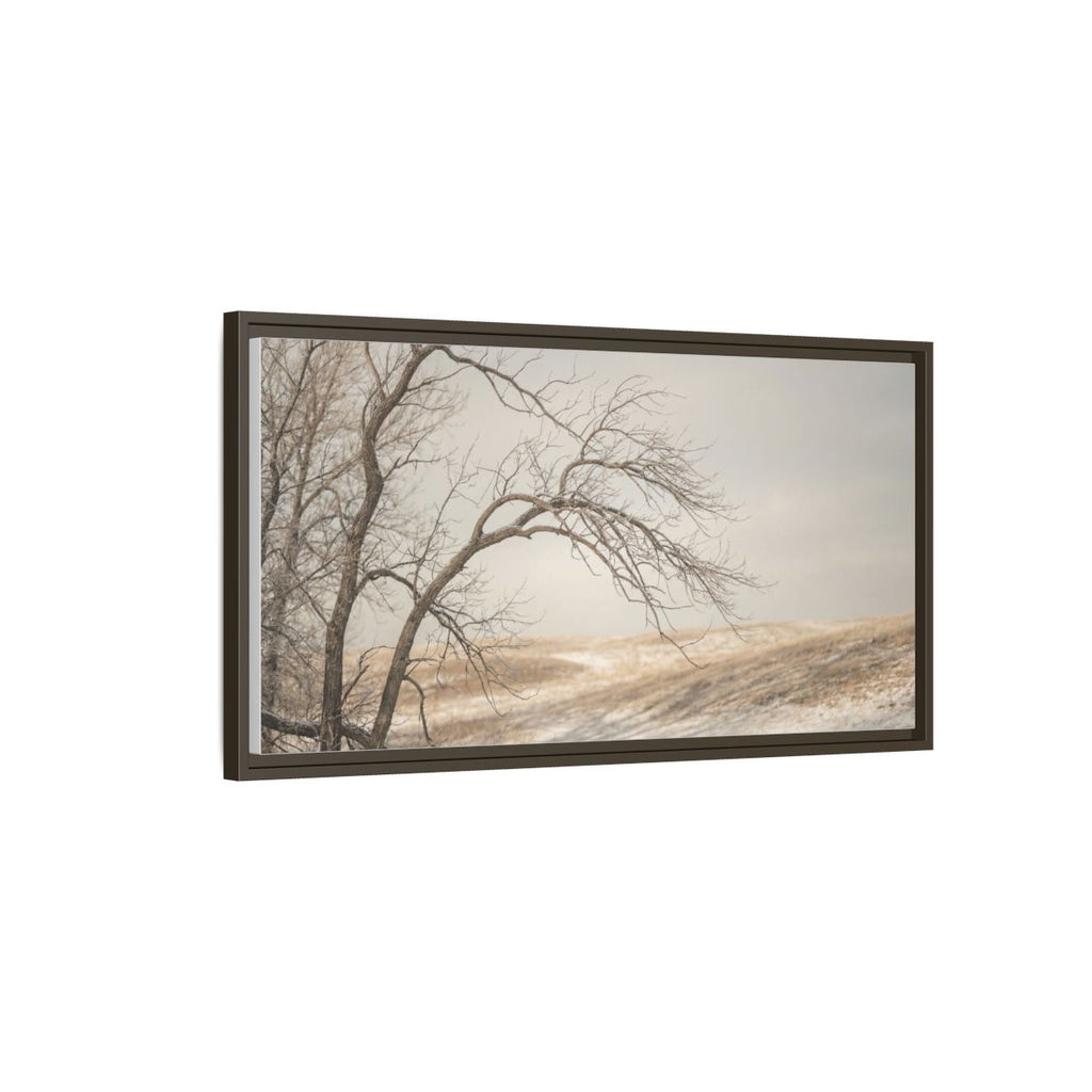 Framed Canvas Art - Minimalist Winter — Espresso / 1.25"