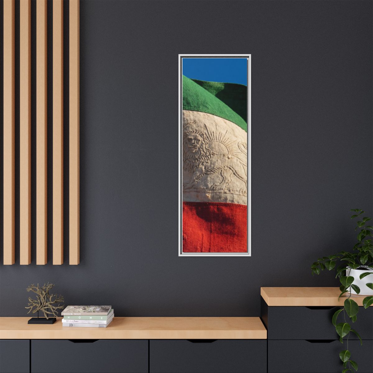 Framed Canvas Art - Distressed Flag — White / 1.25"