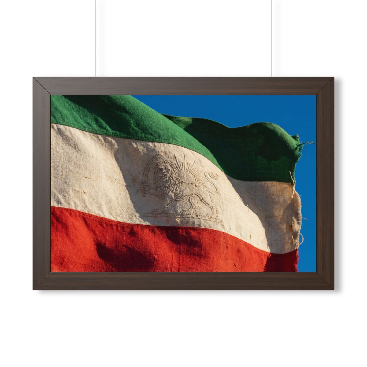 Framed Horizontal Poster - Vintage Persian Lion and Sun Flag...