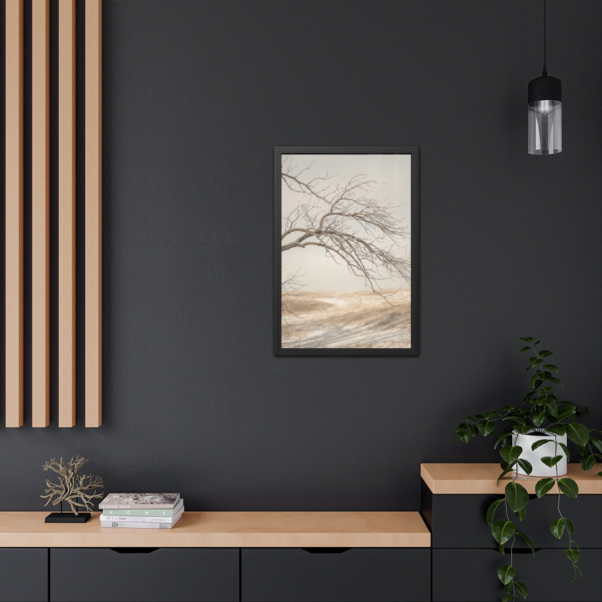 Framed Poster - Minimalist Winter Tree — Portrait