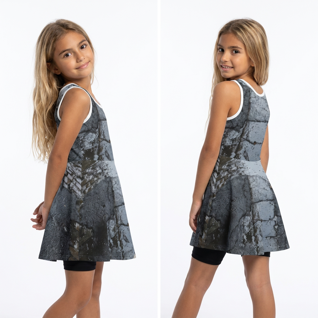 Girls' Sleeveless Sundress with Silk Scarf Art