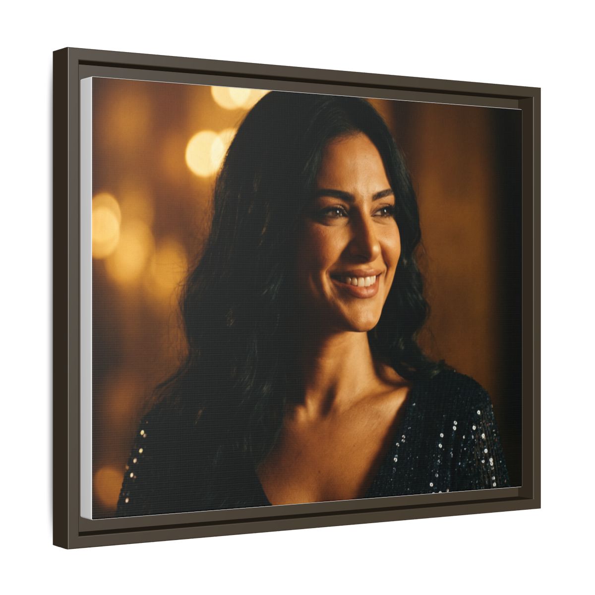 Framed Canvas Art - Golden Glamour — Espresso / 1.25"