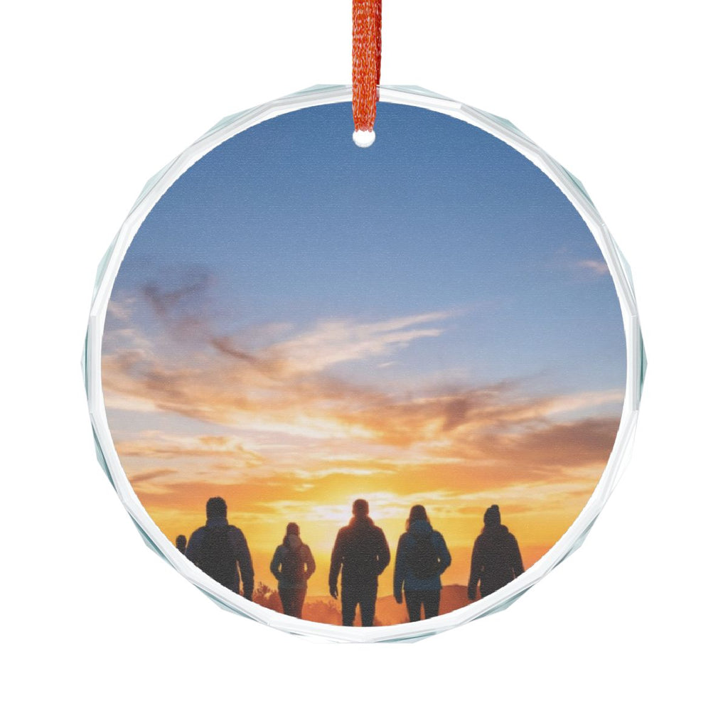 Crystal Glass Ornament - Golden Hour Sunset Hike - Mystic......