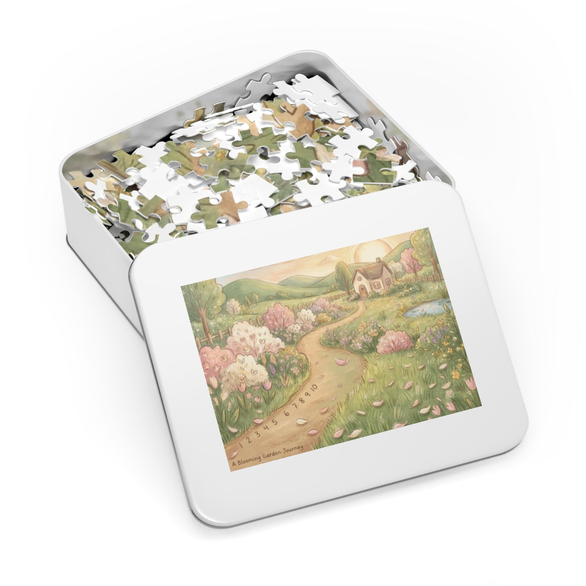 Jigsaw Puzzle with Tin - Sunlit Meadow Cottage (30, 110... |...