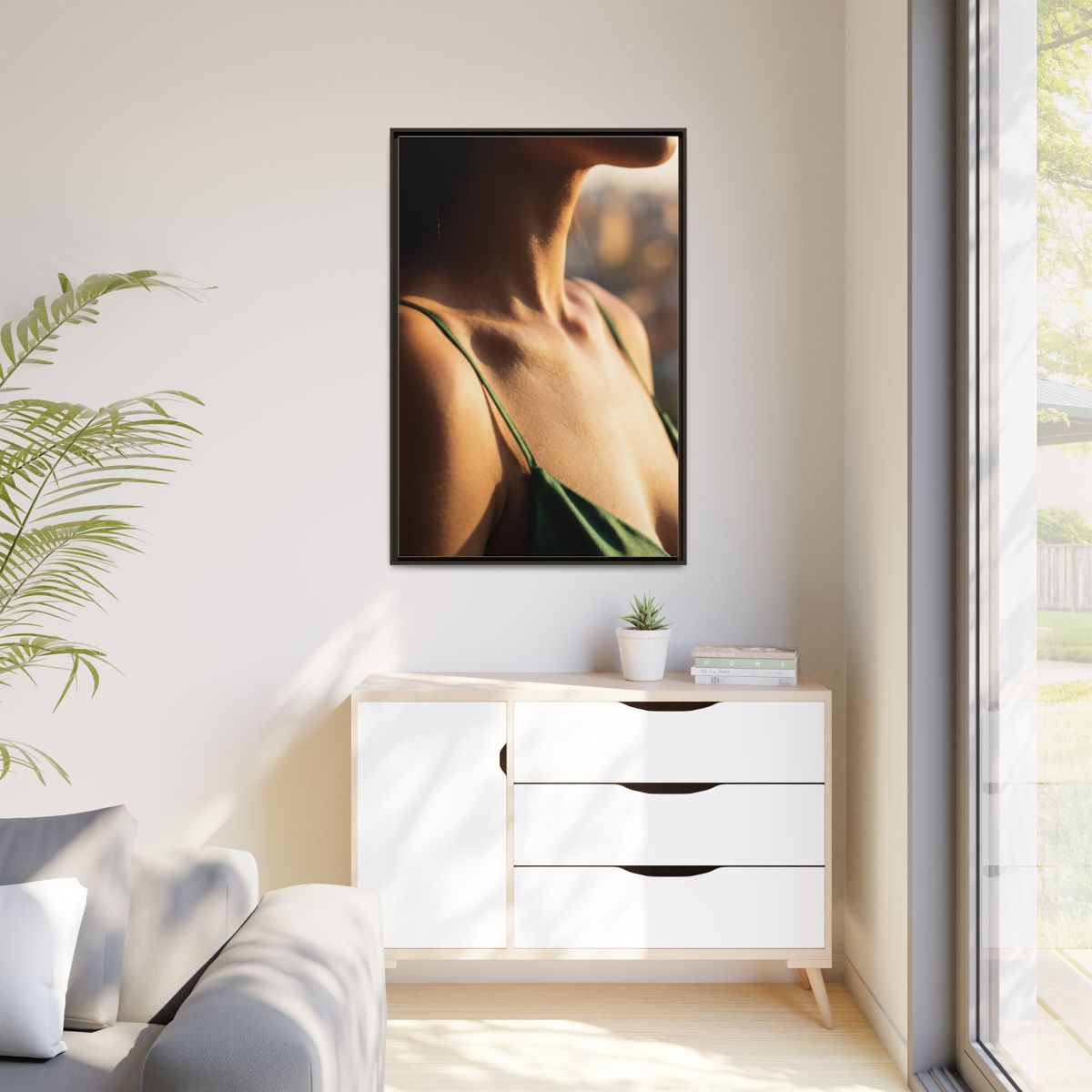 Golden Hour Matte Canvas - Framed Sunset Wall Art — Espresso...
