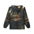 Men's Windbreaker Jacket Rainy Park Bench Scene