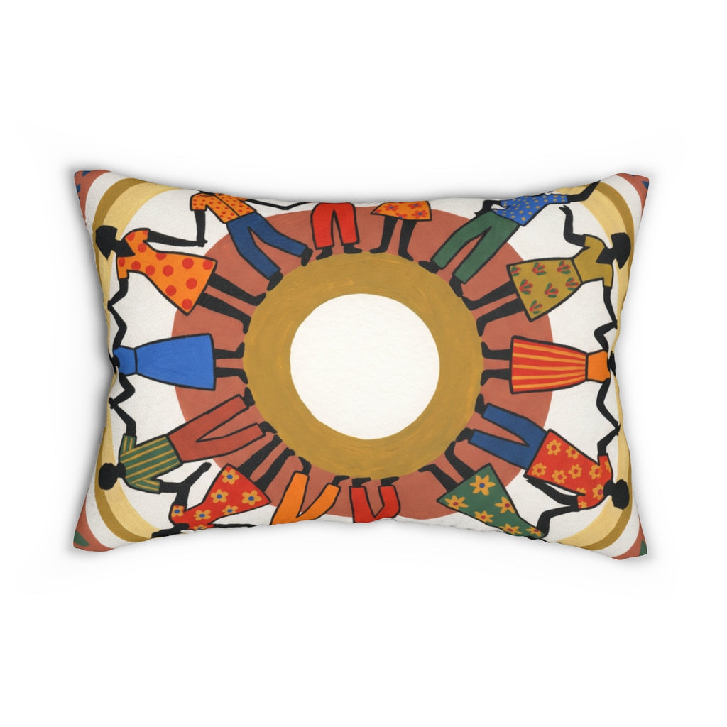 Spun Polyester Lumbar Pillow - Unity Mandala Folk Art |...