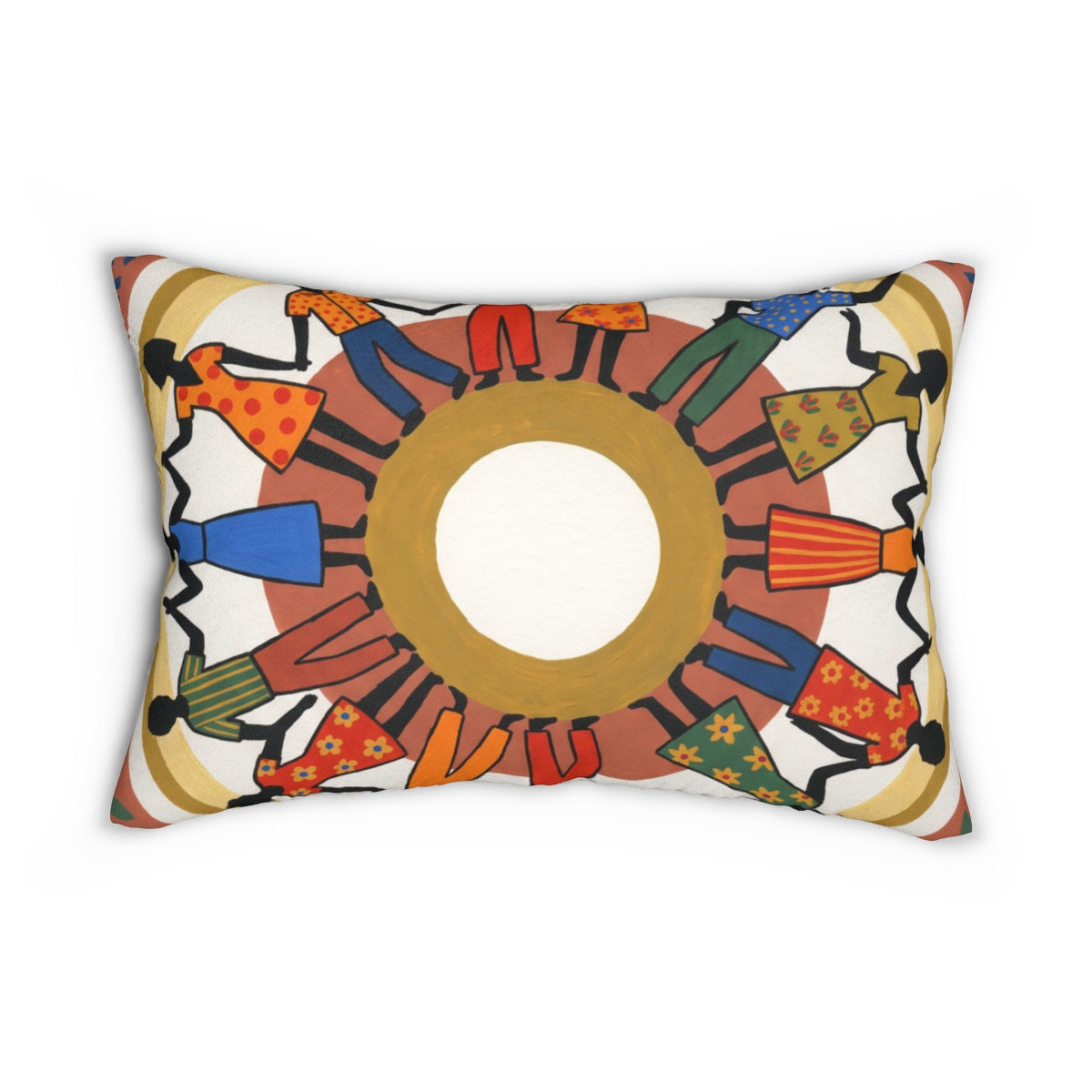 Spun Polyester Lumbar Pillow - Unity Mandala Folk Art |...