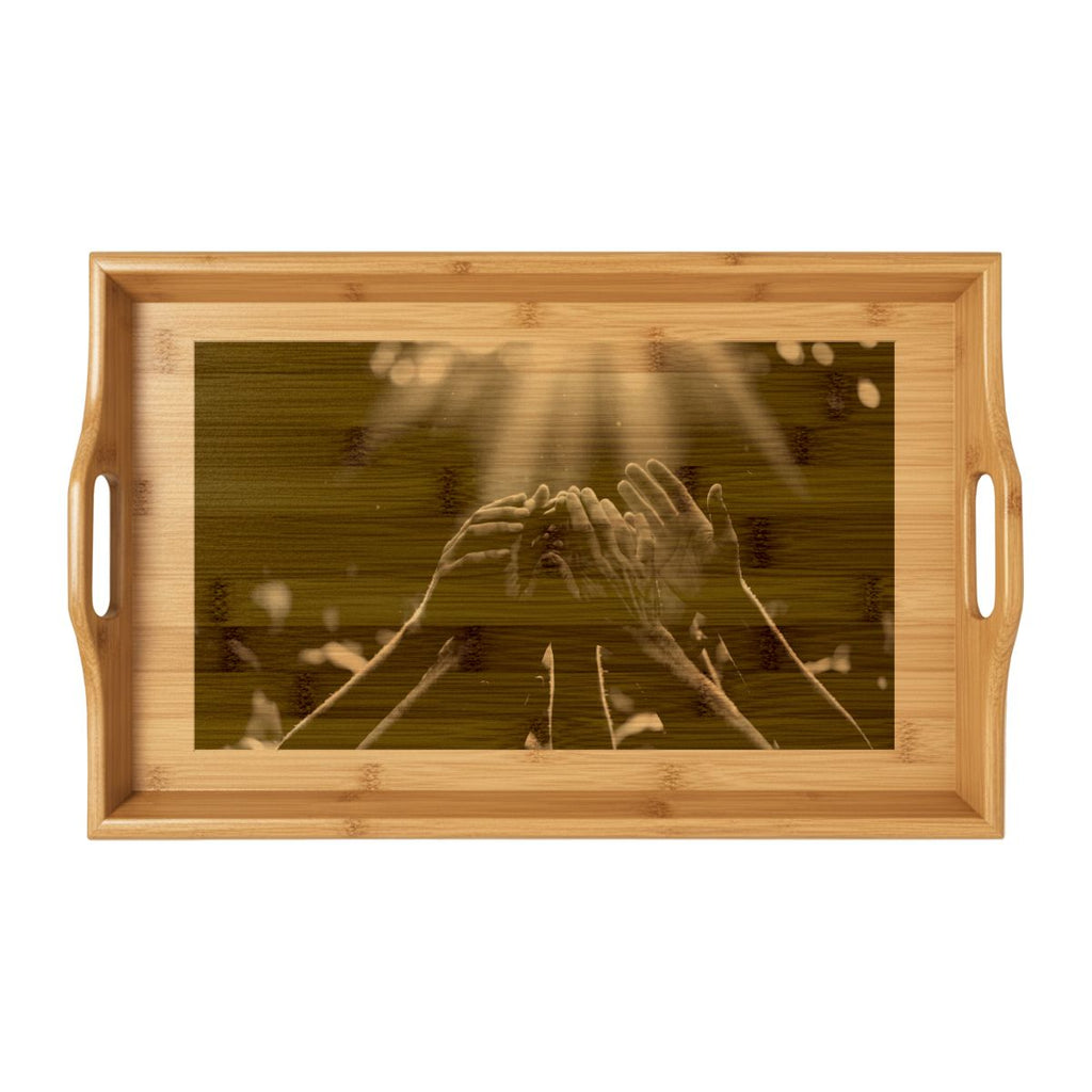 Bamboo Serving Tray - Golden Rays of Unity Wall Art |...