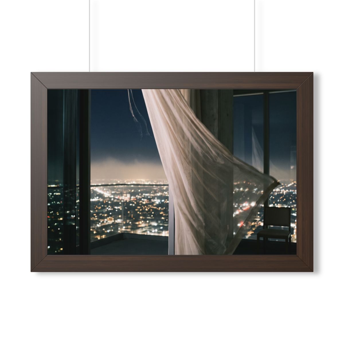 Framed Horizontal Poster - Skyline Serenity — Walnut (14×11...