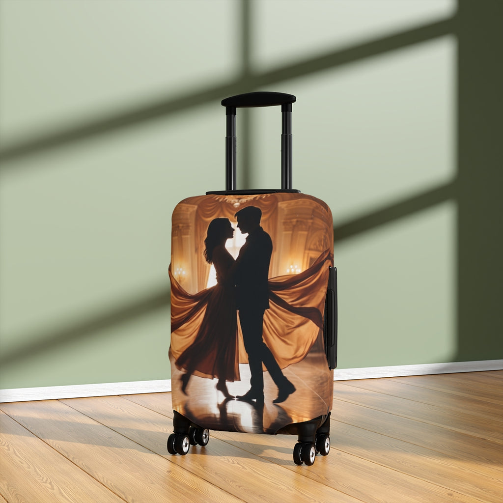 Luggage Cover - Golden Waltz Mirror Silhouette Art |...