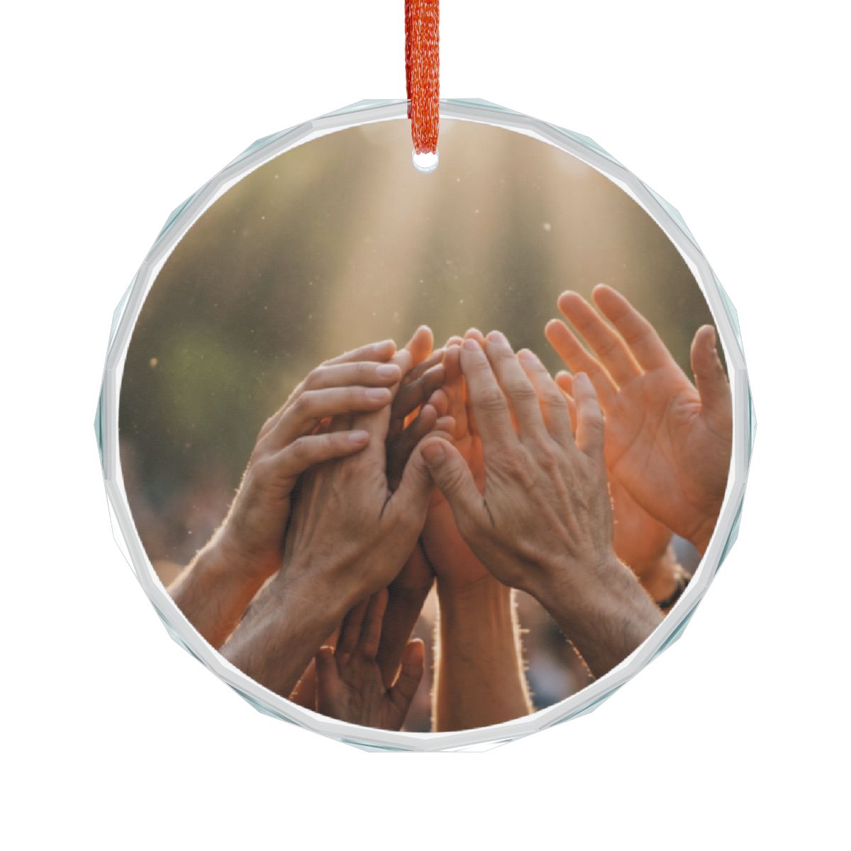Crystal Glass Ornament - Golden Rays of Unity Wall Art |...
