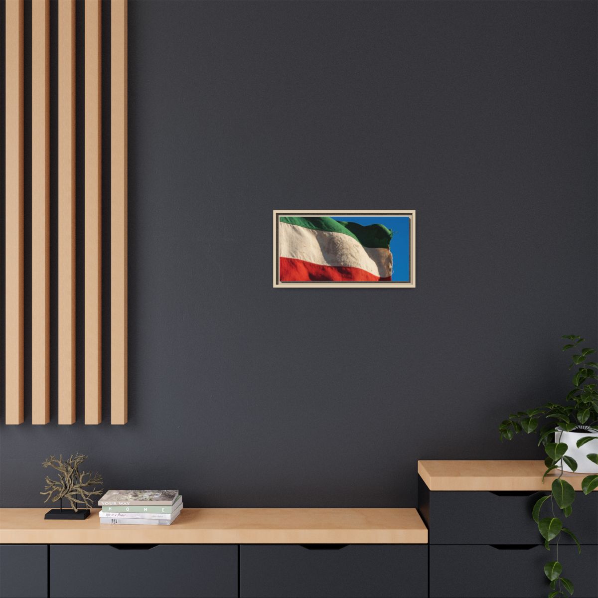 Framed Canvas Art - Distressed Flag — Natural / 1.25"