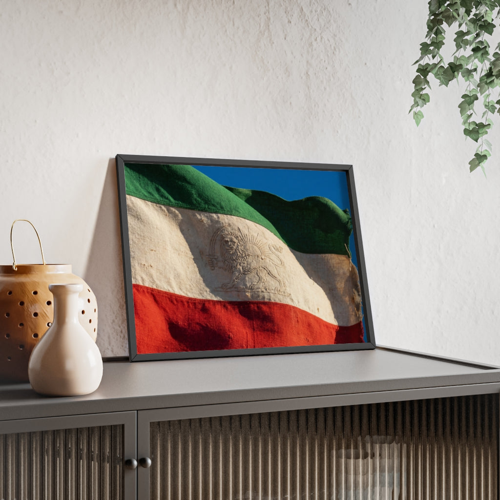 Wood Framed Poster - Vintage Flag — Landscape
