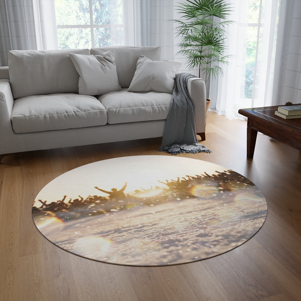 Golden Hour Crowd Round Rug