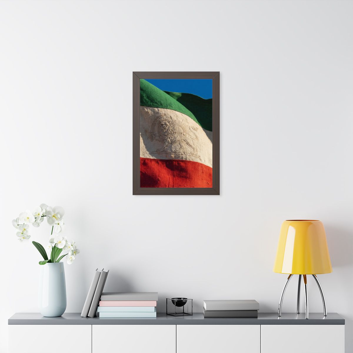 Framed Vertical Poster - Vintage Persian Lion and Sun Flag...