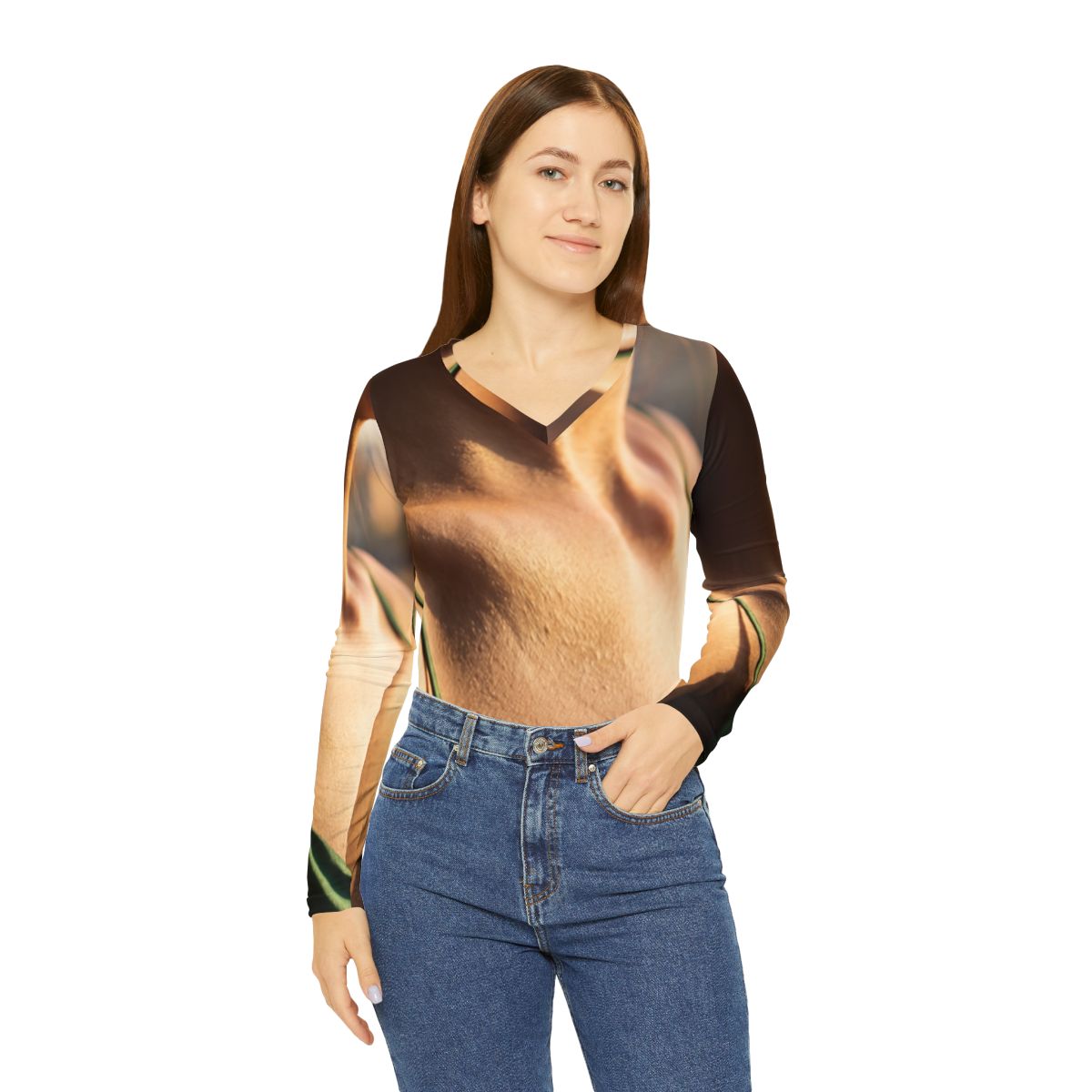 Women's Long Sleeve V-neck Shirt - Golden Hour V-neck Shirt...