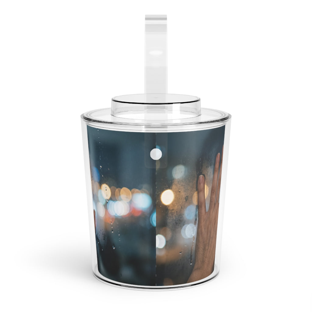 Rainy City Window Ice Bucket with Tongs