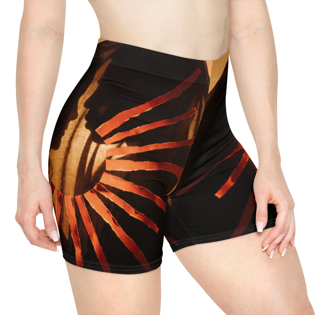 Women's Biker Shorts - Golden Veil | Echovira Gallery