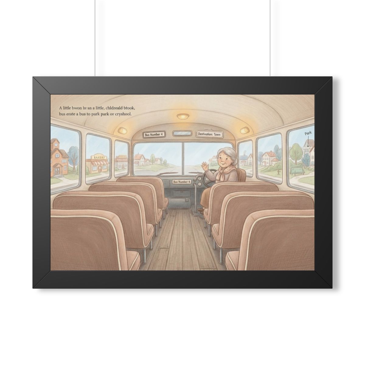 Framed Horizontal Poster - Storybook Bus Ride Whimsical Wall...