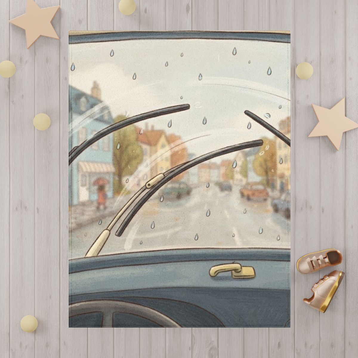 Toddler Blanket - Rainy Day Town | Echovira Gallery