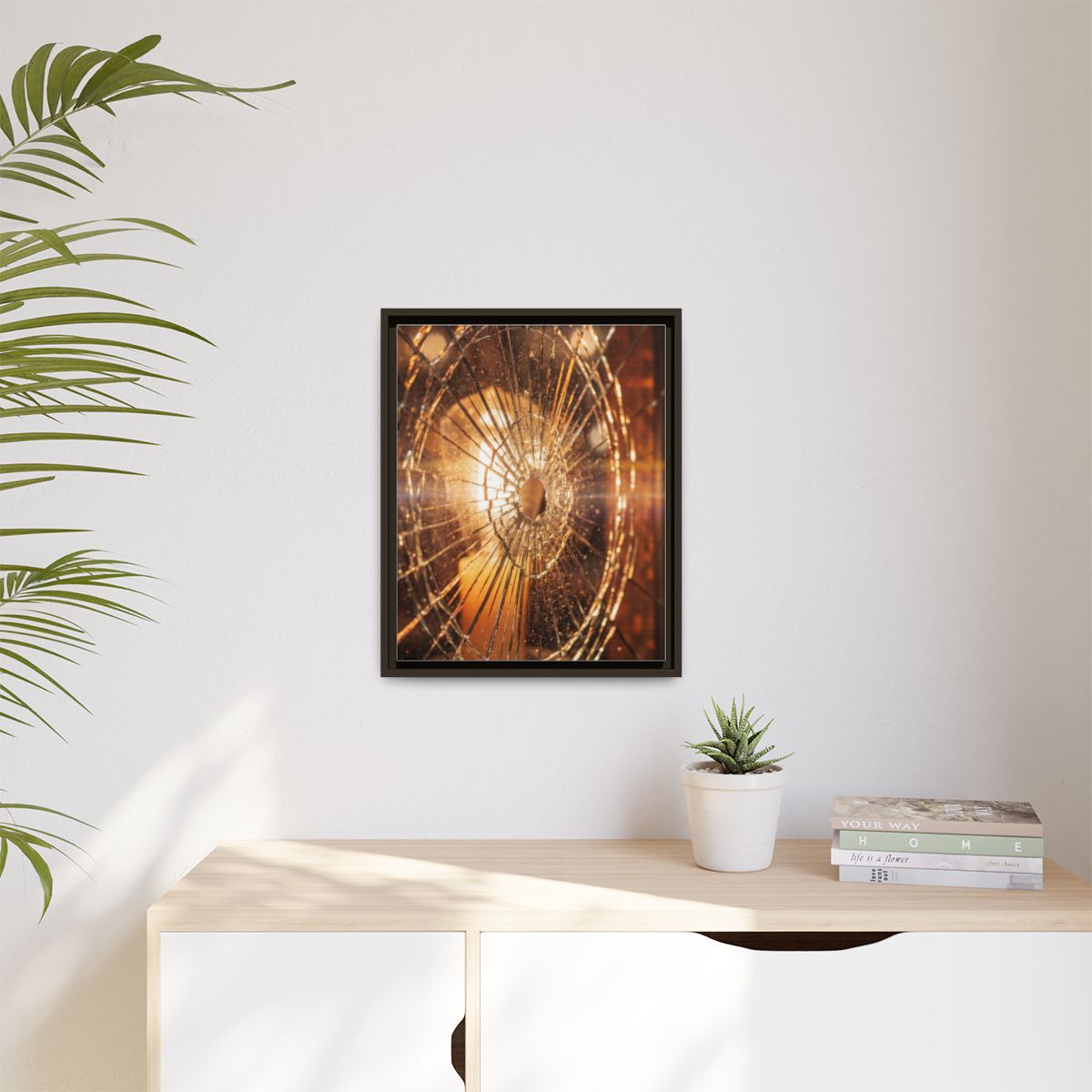 Matte Canvas, Framed - Golden Fractured Art — Espresso /......