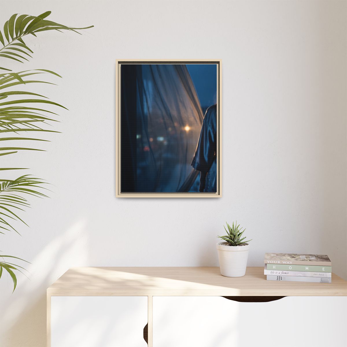 Matte Canvas, Framed - Nocturnal Solitude Silhouette —... |...