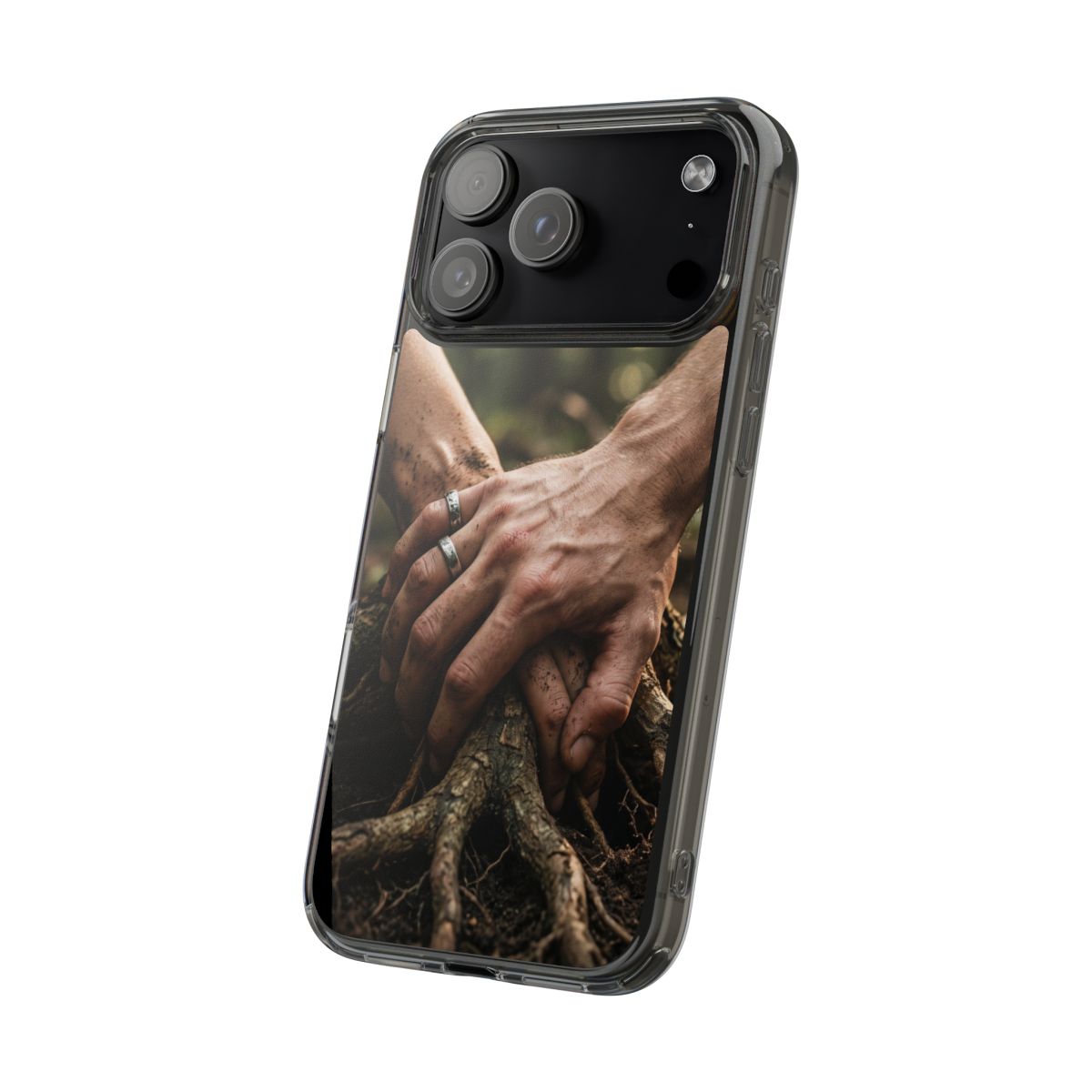 Clear Apple iPhone Case Tree Roots and Hands Art
