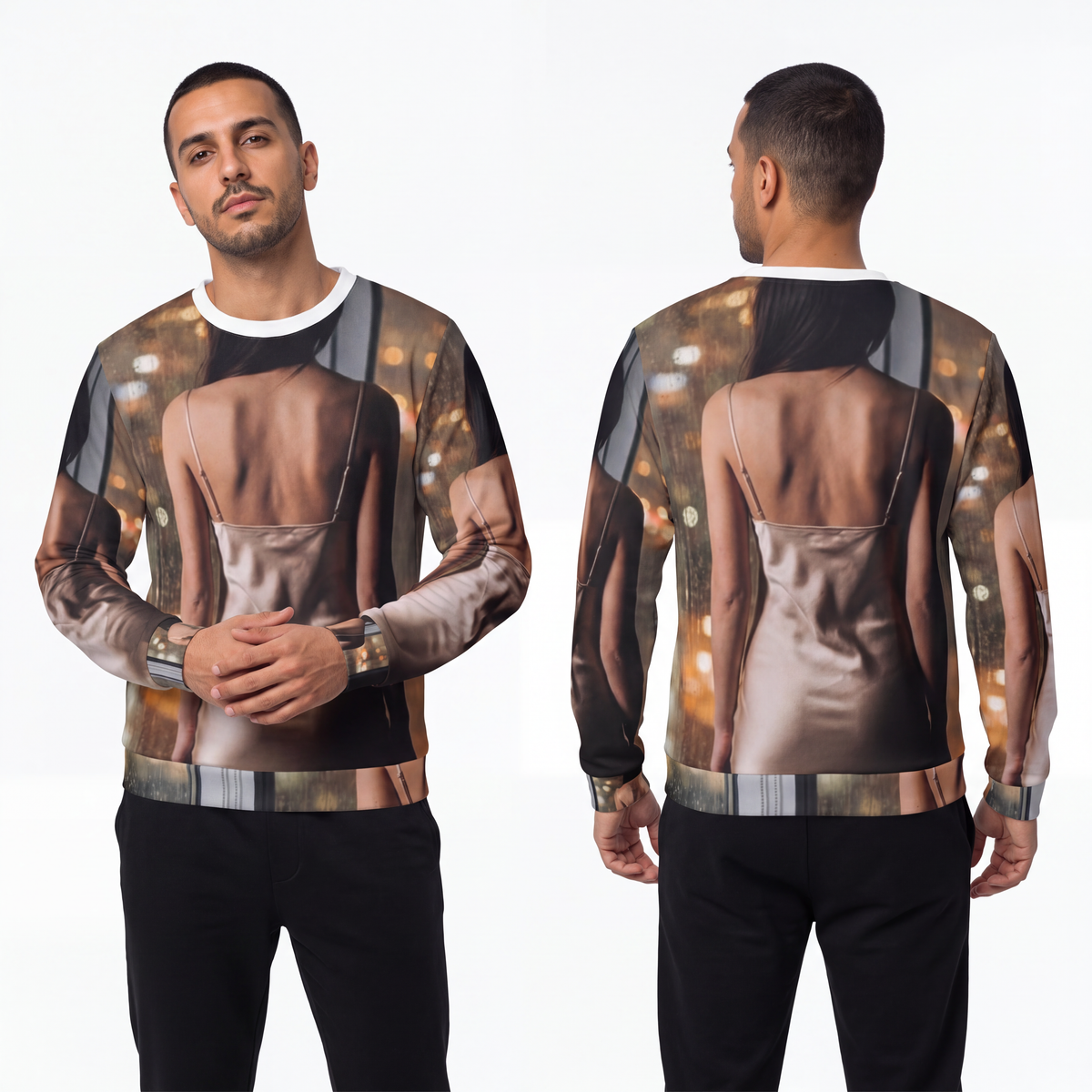 Men's Lightweight Sweatshirt - Rainy City Glow | Echovira...