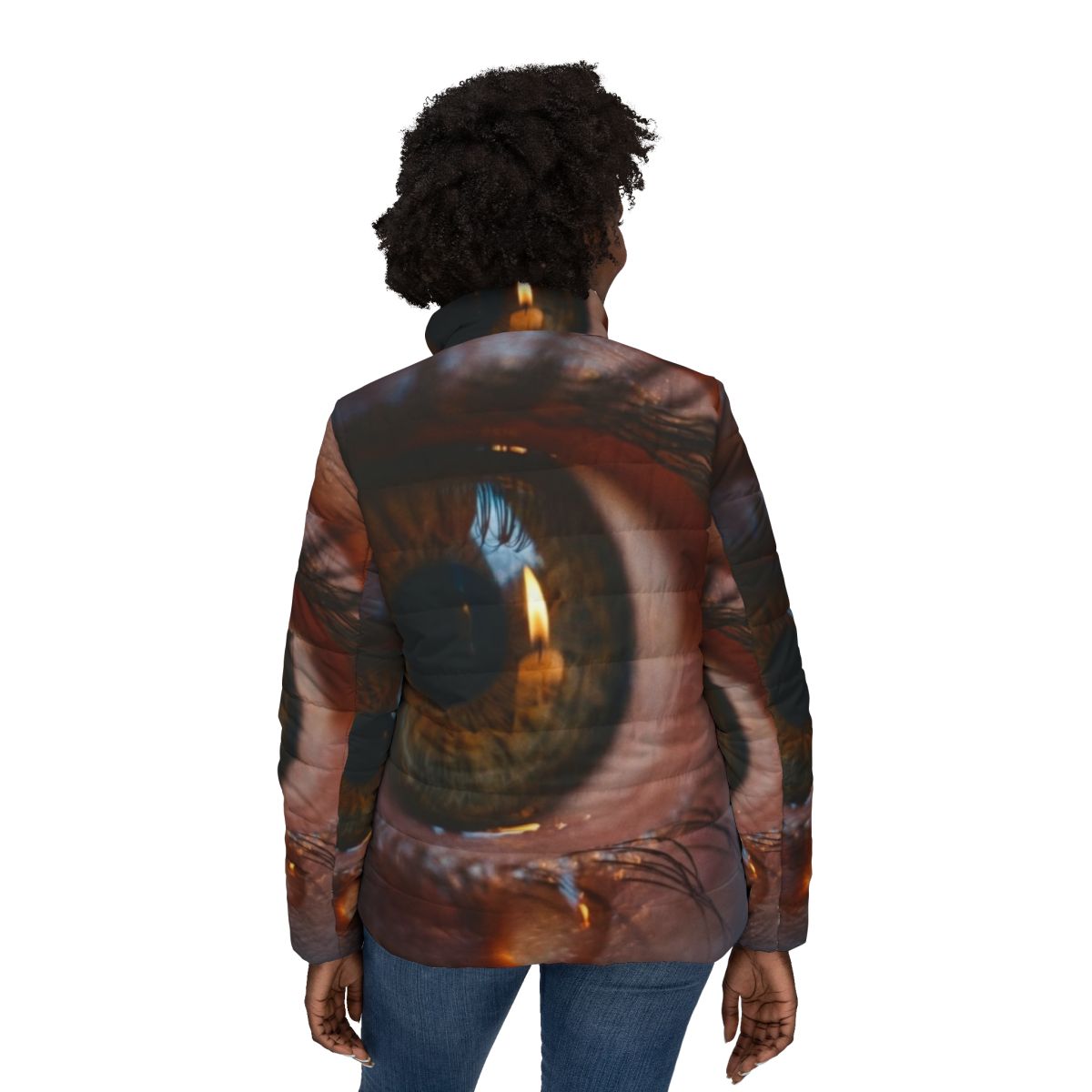 Women's Puffer Jacket - Amber Iris Reflection Fine Art Print...