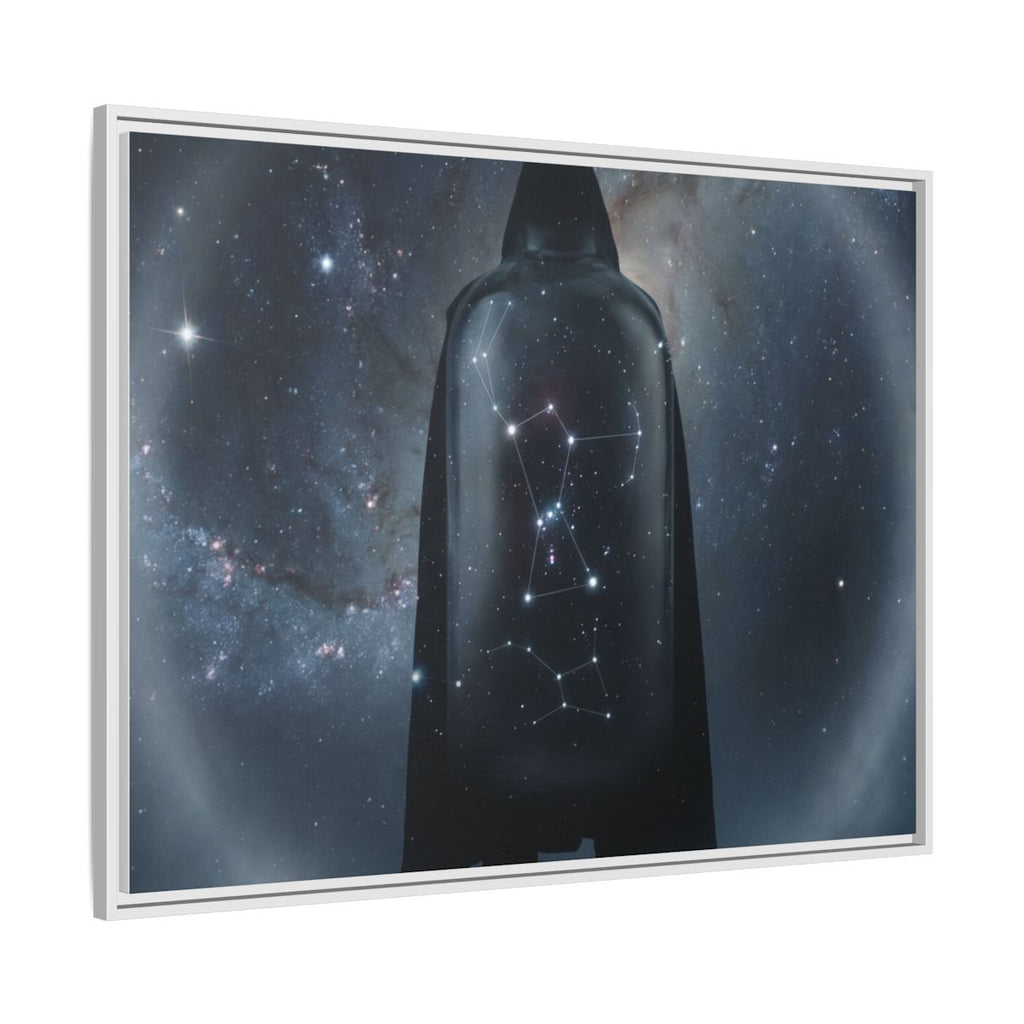 Framed Matte Canvas - Cosmic Sentinel — White / 1.25" (10×8, 12×9, 14×11, 16×12, 20×10, 18×12, 20×16, 24×16, 24×18, 36×12, 24×20, 32×16, 30×20, 30×24, 32×24, 48×16, 36×24, 48×24, 40×30, 60×20, 48×32, 60×30 & 60×40)