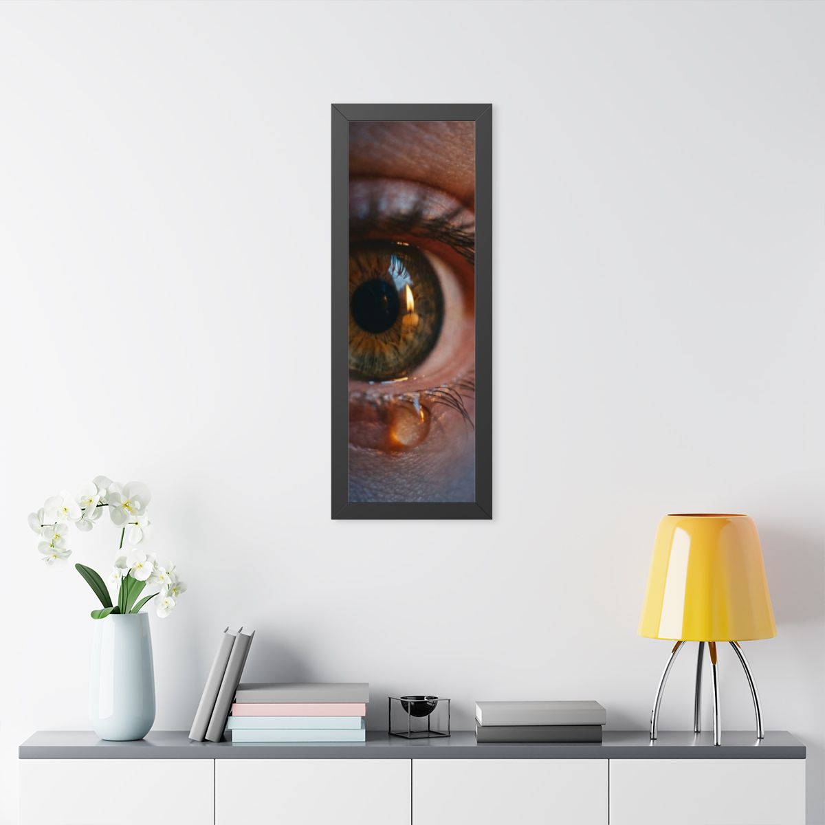 Framed Vertical Poster - Amber Iris Reflection Fine Art... |...