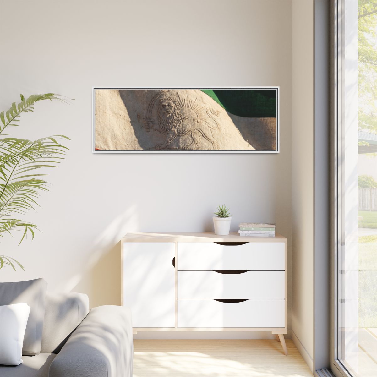 Matte Canvas, Framed - Vintage Persian Lion and Sun Heritage...