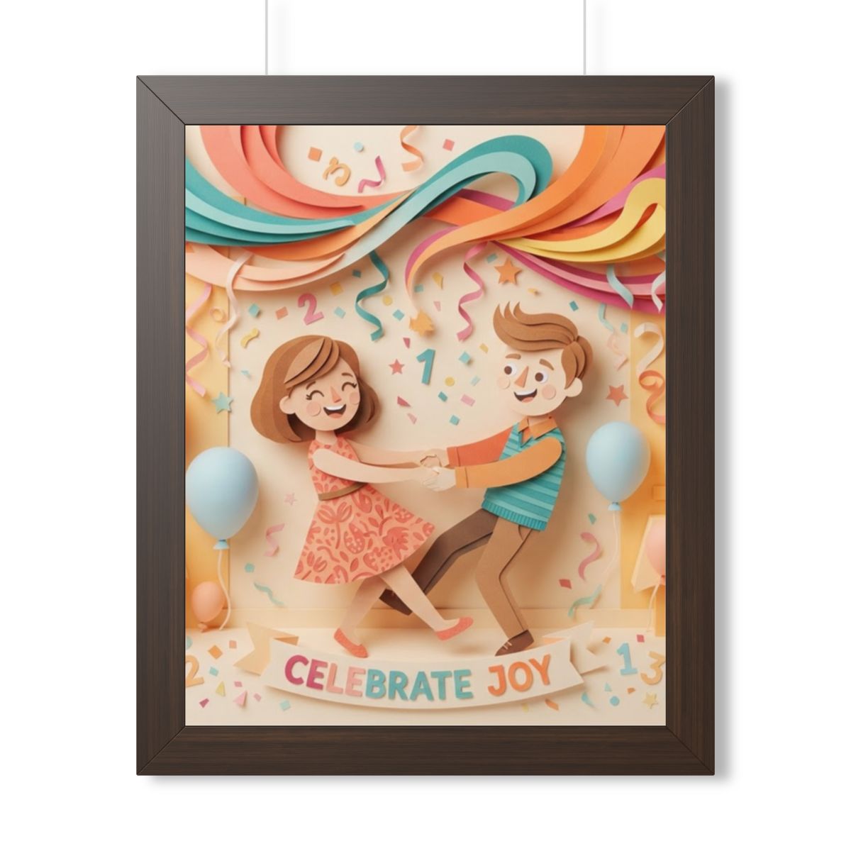 Framed Vertical Poster - Celebrate Joy Papercut Art... |...
