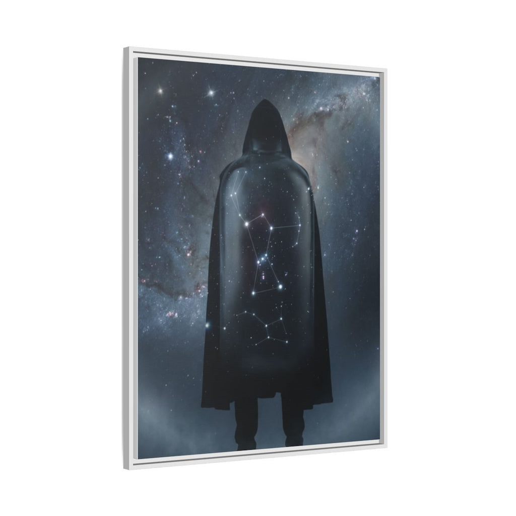 Framed Matte Canvas - Cosmic Sentinel — White / 1.25" (8×10, 9×12, 11×14, 12×16, 10×20, 12×18, 16×20, 16×24, 18×24, 12×36, 20×24, 16×32, 20×30, 24×30, 24×32, 16×48, 24×36, 24×48, 30×40, 20×60, 32×48, 30×60 & 40×60)