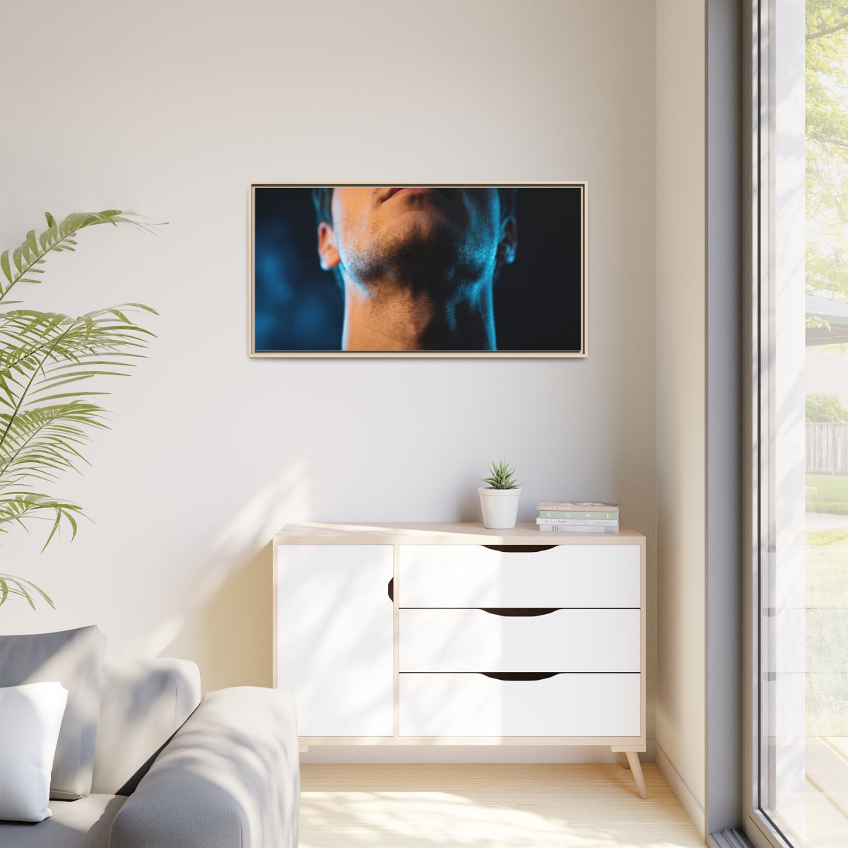 Matte Canvas, Framed - Neon Shadows Cinematic Portrait Art...