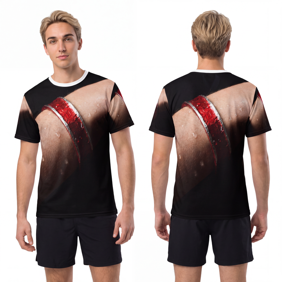 Men's Cut & Sew Tee - Crimson Pulse