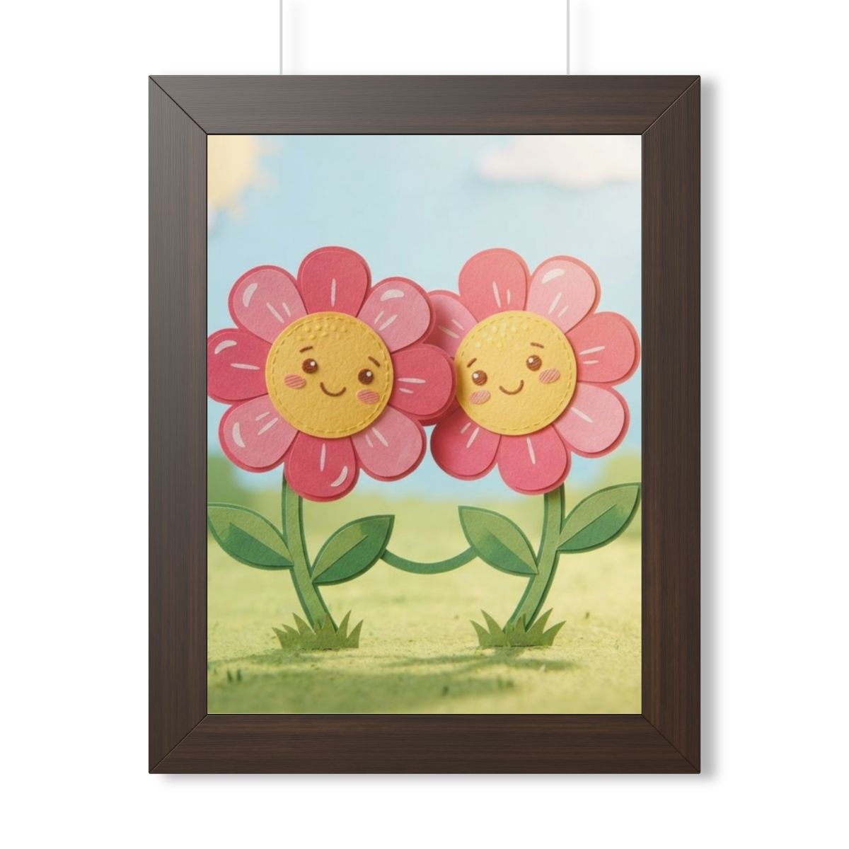Framed Vertical Poster - Blooming Friends Papercraft Floral...