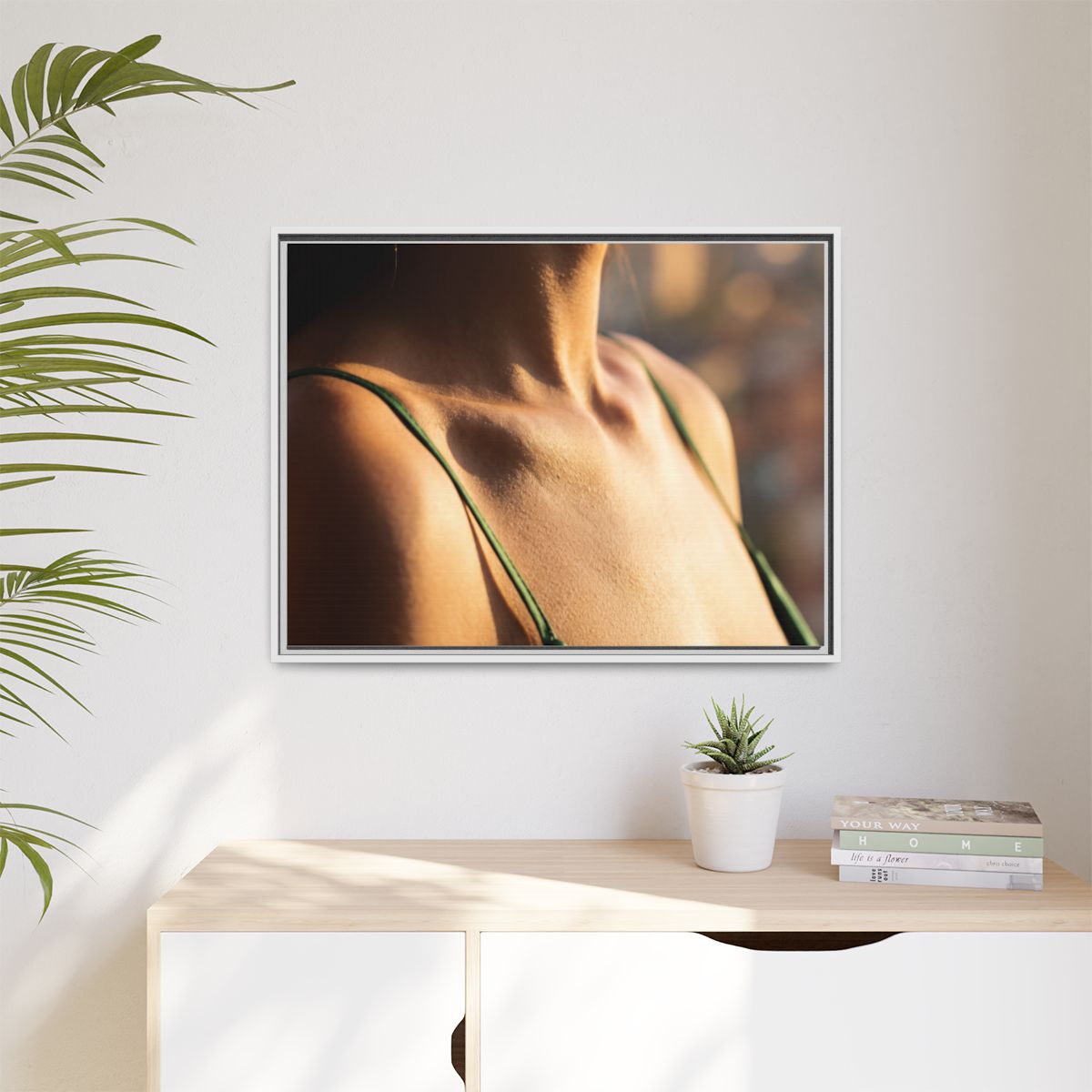 Golden Hour Matte Canvas - Framed Sunset Wall Art — White /...