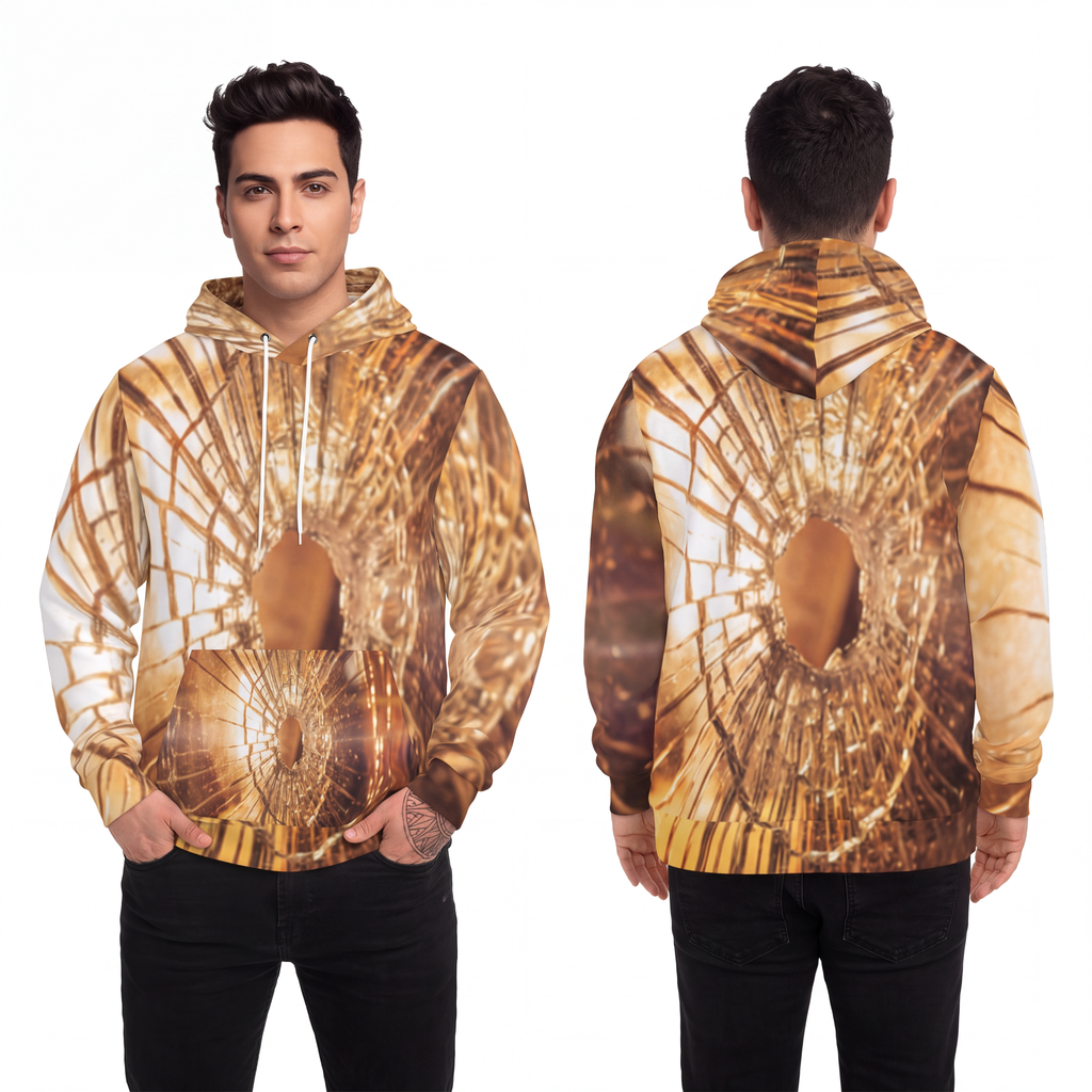Men's Fashion Hoodie - Shattered Gold Streetwear | Echovira...