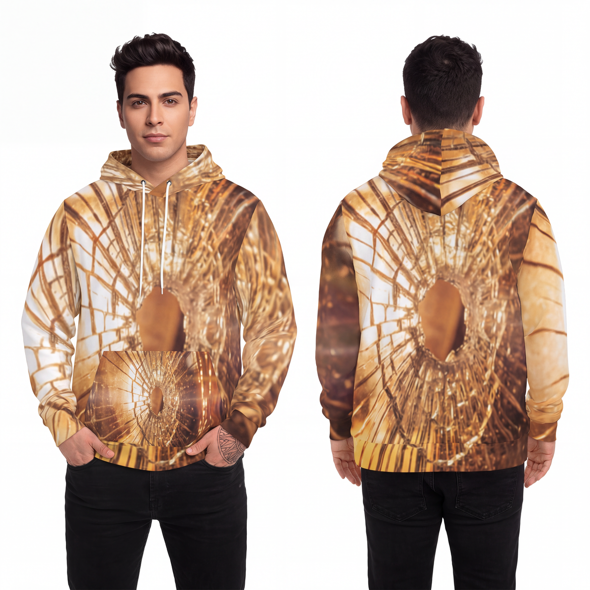 Men's Fashion Hoodie - Shattered Gold Streetwear | Echovira...