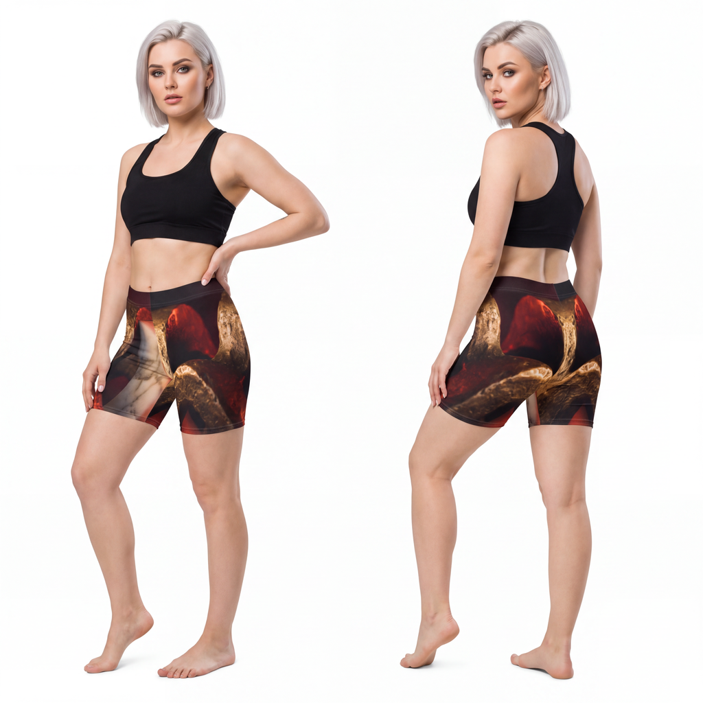Women's Biker Shorts - Bronze Marble | Echovira Gallery
