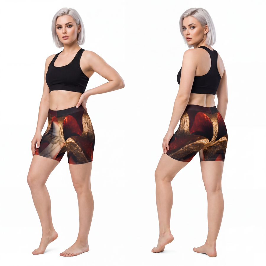 Women's Biker Shorts - Bronze Marble