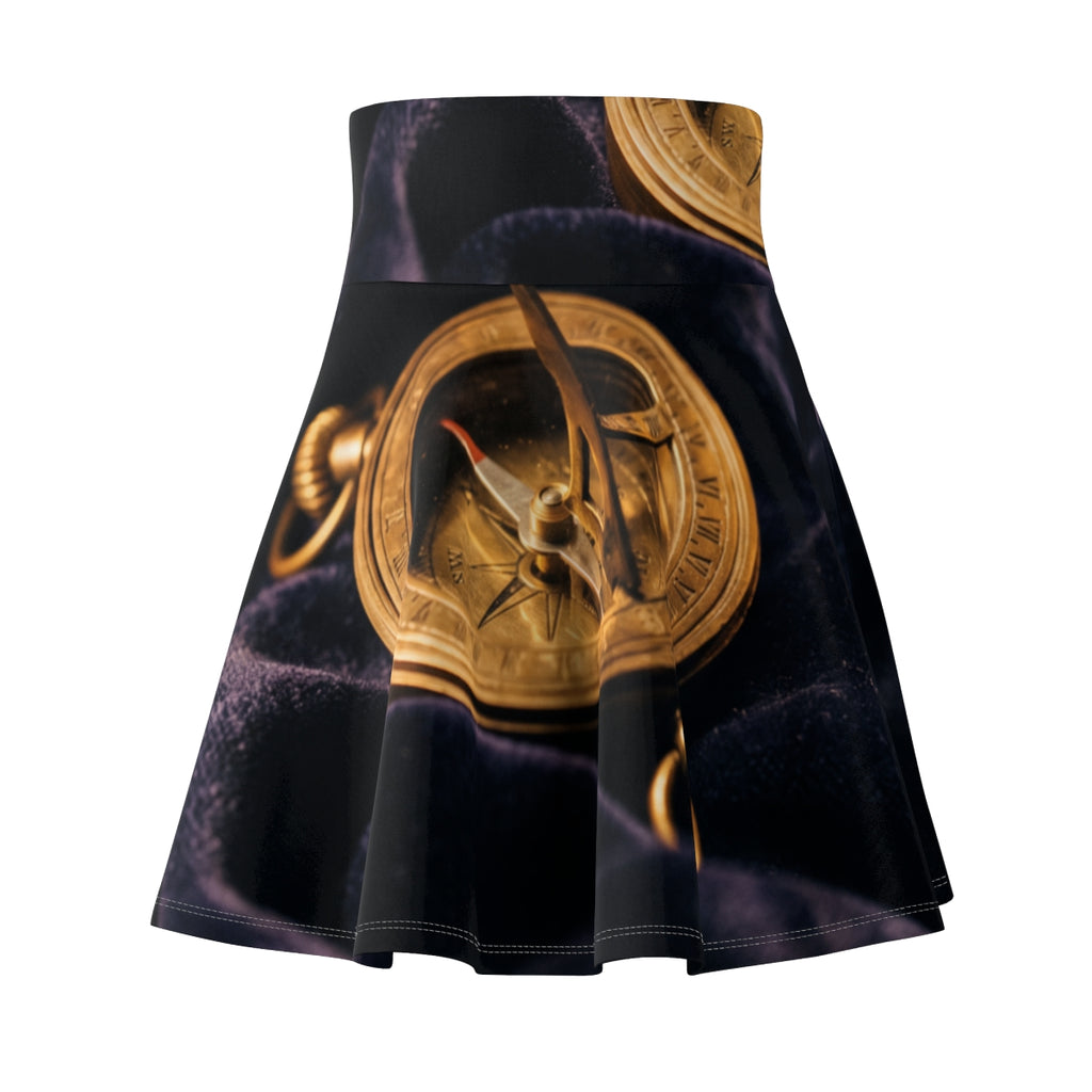 Brass Sundial Compass Women's Skater Skirt