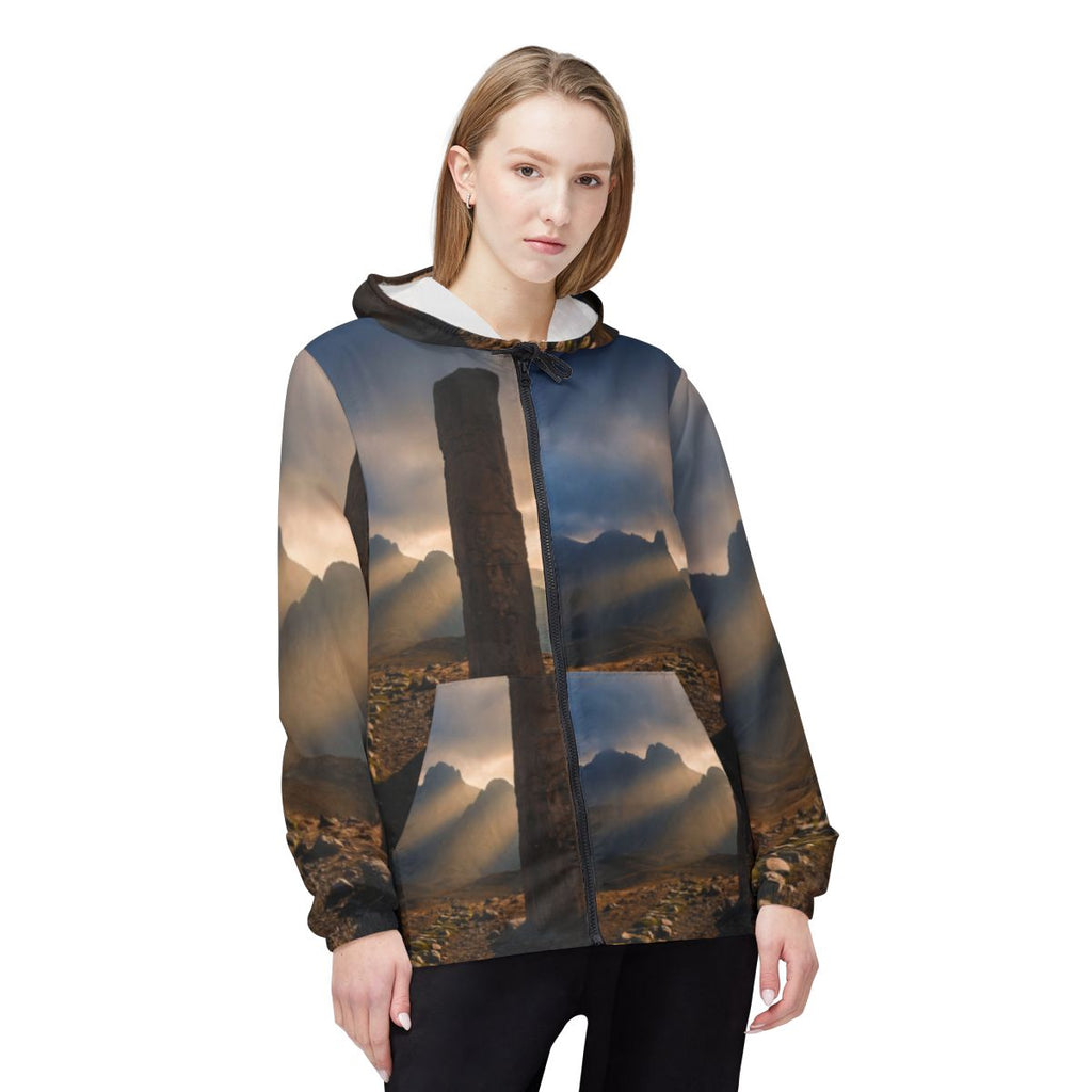 Unisex Windbreaker Jacket - Mystic Monolith Ancient Persian...